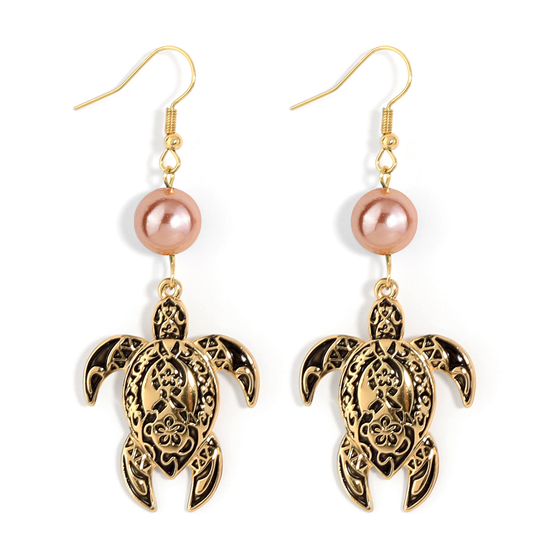 1 Pair Ethnic Style Tortoise Alloy Shell Drop Earrings display picture 5