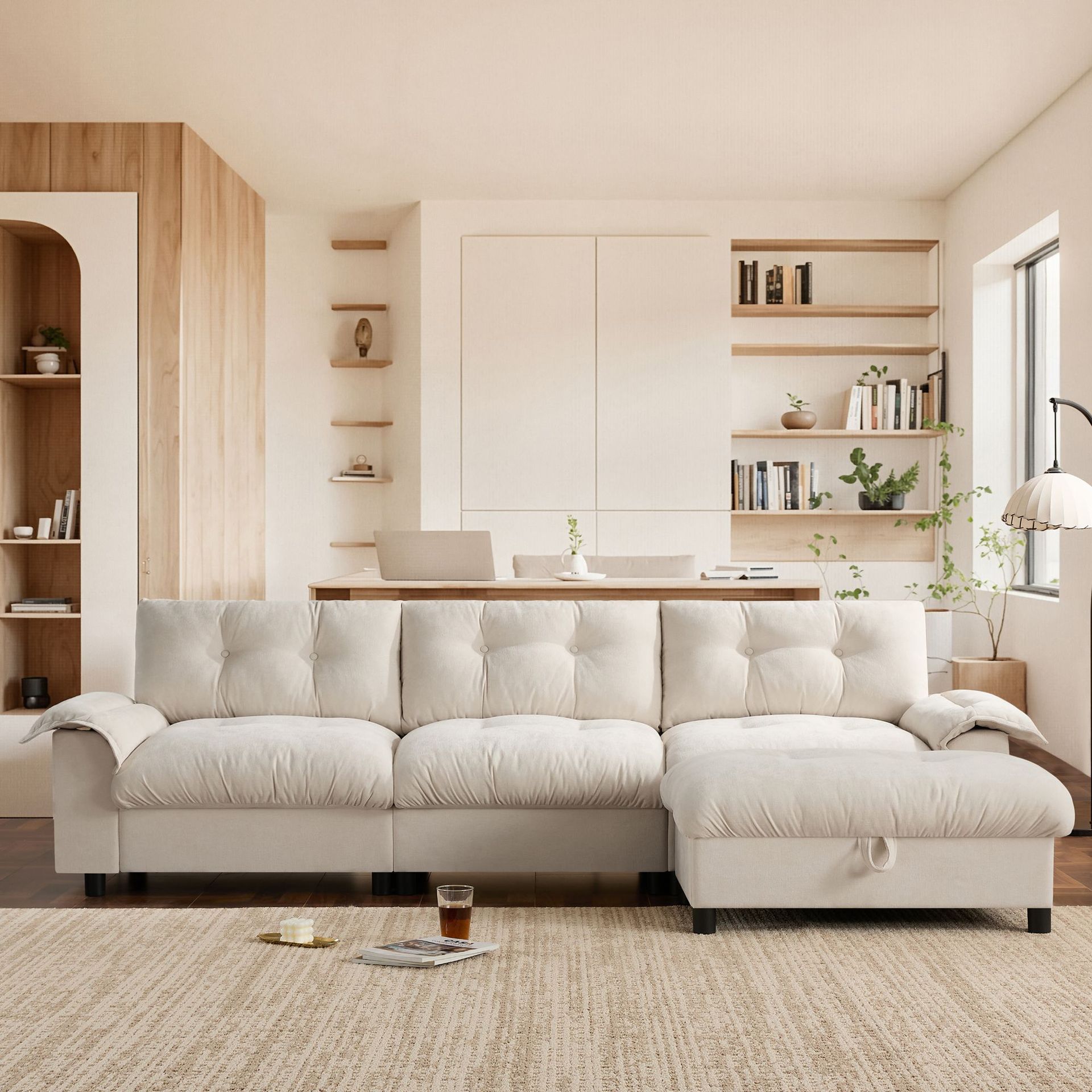 Sofá de nube desmontable moderno y simple con respaldo ajustable, nuevo sofá de tela recta de estilo de casa pequeño.