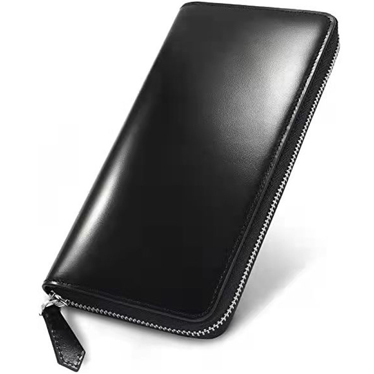 Cross-border Hot Selling Japanese-style Business Long Leather Zipper Wallet Faux Horse Hip Leather Men's High-end Handheld Long-wealth Cloth