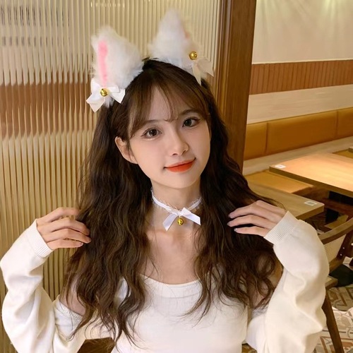 Halloween faux fur cat cat ear hair hoop fox head hoop headdress female beast ear clip cat issuing rabbit decoration