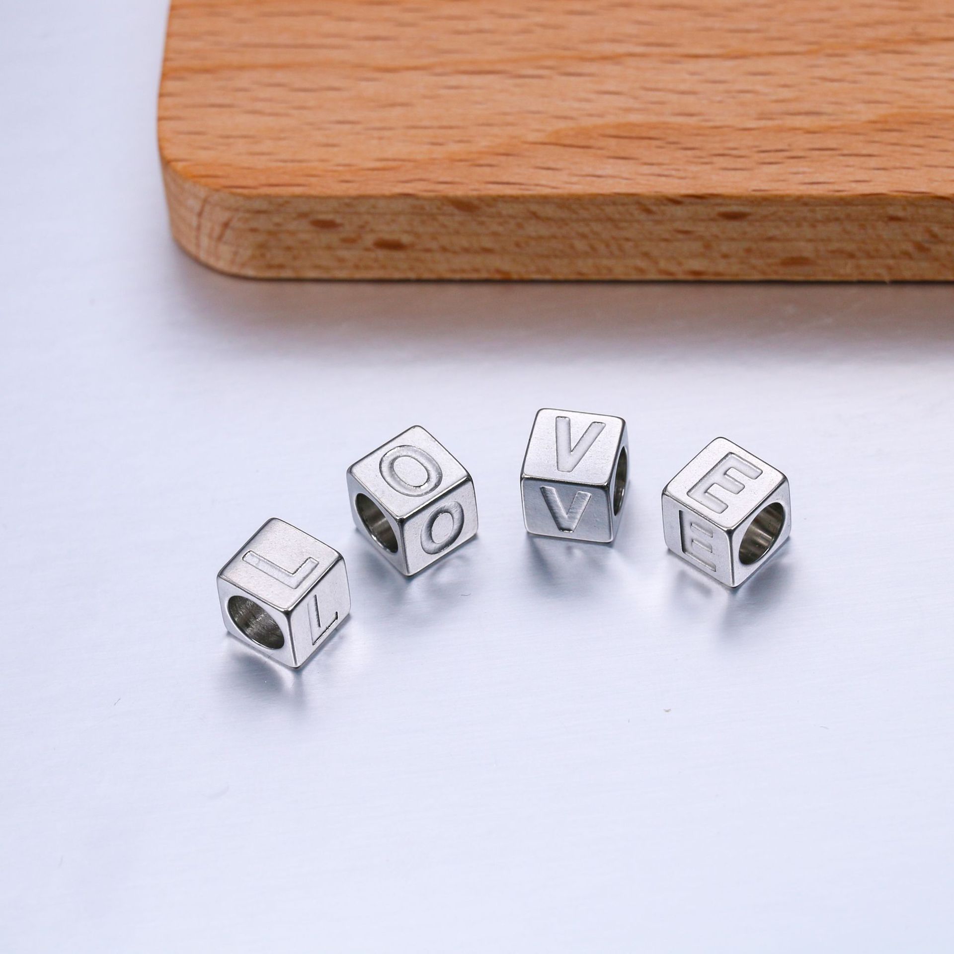 A Pack Of 3 Diameter 7 Mm Hole 5~5.9mm 304 Stainless Steel Letter Beads display picture 6