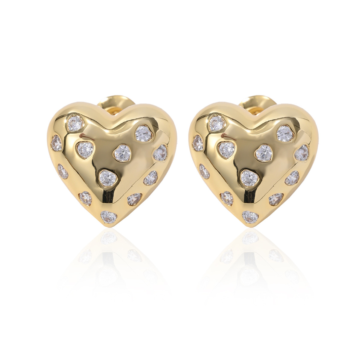 Women's Gender 1 Pair Simple Style Heart Shape Plating Copper Ear Studs