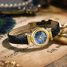 歌迪轻奢贝母盘女表小众高级感石头纹皮带表女士小巧石英手表