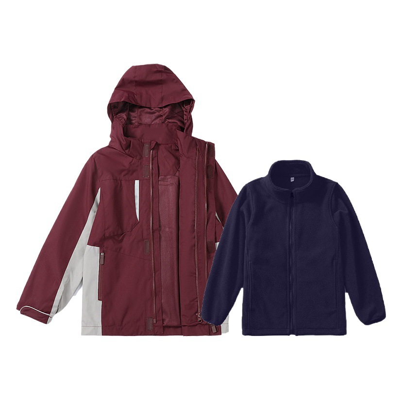 New Children's School Uniform Same Style Primary and Secondary School Students Boys and Girls Rusk Clothes Inner Bldder Three-in-One Winter Spring and Autumn Style