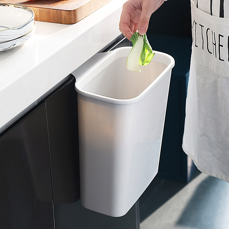 Kitchen Trash Can for Home Use, Large Plastic Bin for Cabinet Doors, Bathroom Hanging Dry and Wet Separation Wall-Mounted Waste Basket
