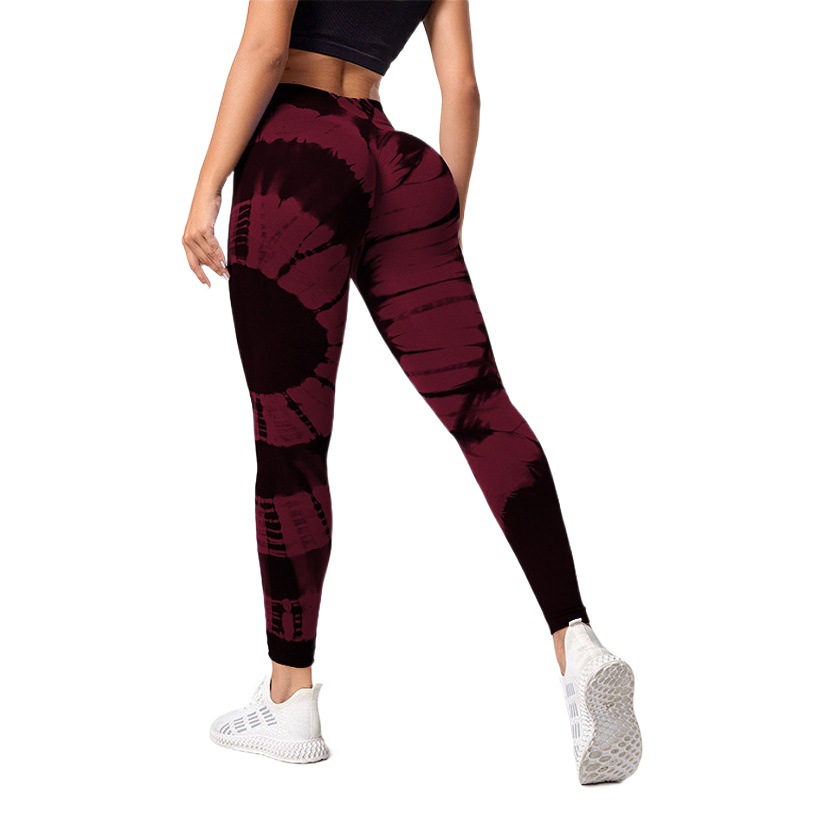 Nuevo pantalones teñidos de cintura alta Peach Hip lifting sin costuras jacquard running fitness yoga pantalones medias deportivas