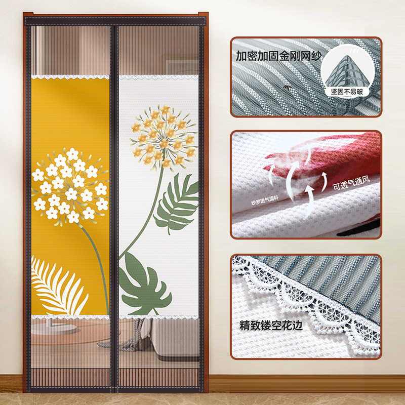 Cortina de puerta a prueba de mosquitos privacidad ventilación sin perforación doméstica 2025 nuevo tipo de puerta de pantalla magnética auto-succión anti-espionamiento partición de barrera