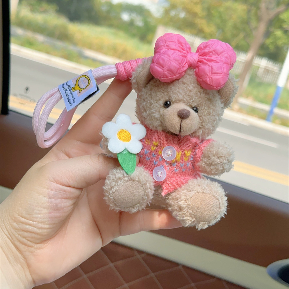 Red popularidad de aire de oso llavero de dibujos animados de alta calidad muñeca de peluche lindo bolso colgante llave del coche mujer