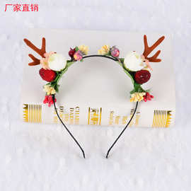 新款圣诞鹿角头箍清新波西米亚头饰儿童婚礼配饰旅拍晚会麋鹿发箍