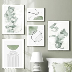 Modern small fresh simple abstract lines characters plants leaves bedroom decoration canvas painting core hanging painting frameless