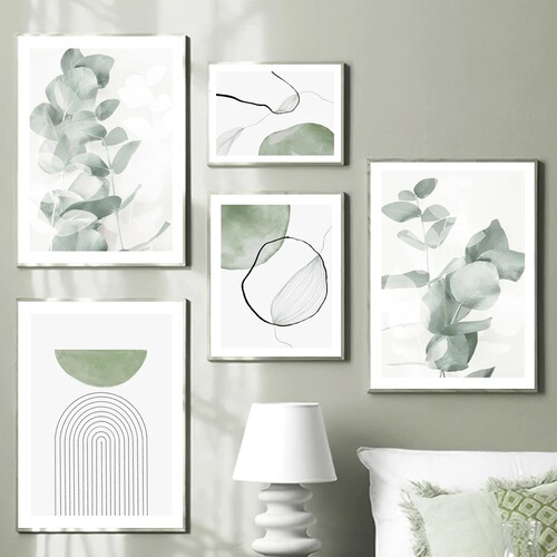 Modern small fresh simple abstract lines characters plants leaves bedroom decoration canvas painting core hanging painting frameless