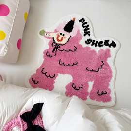 创意仿羊绒地毯多巴胺小怪兽家用地垫客厅沙发卧室床边柔软踩脚垫