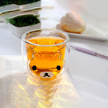 鄰緣雙層玻璃杯子創意可愛卡通小熊泡花茶杯家用牛奶早餐