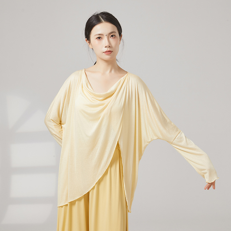 古典舞新款飘逸宽松长袖罩衫舞蹈服现代舞形体练功服上衣女