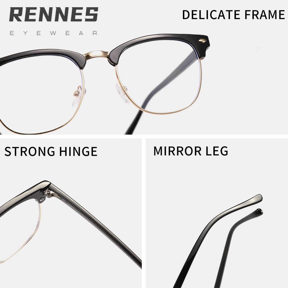 Gafas a prueba de luz azul de estilo empresarial de caja simple transfronteriza para hombres y mujeres, gafas de montura de miopía para estudiantes de metal