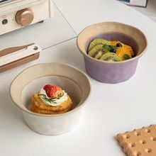 5.5英寸粗陶帽帽碗家用陶瓷饭碗日式特色甜品碗酸奶碗藕粉碗批发