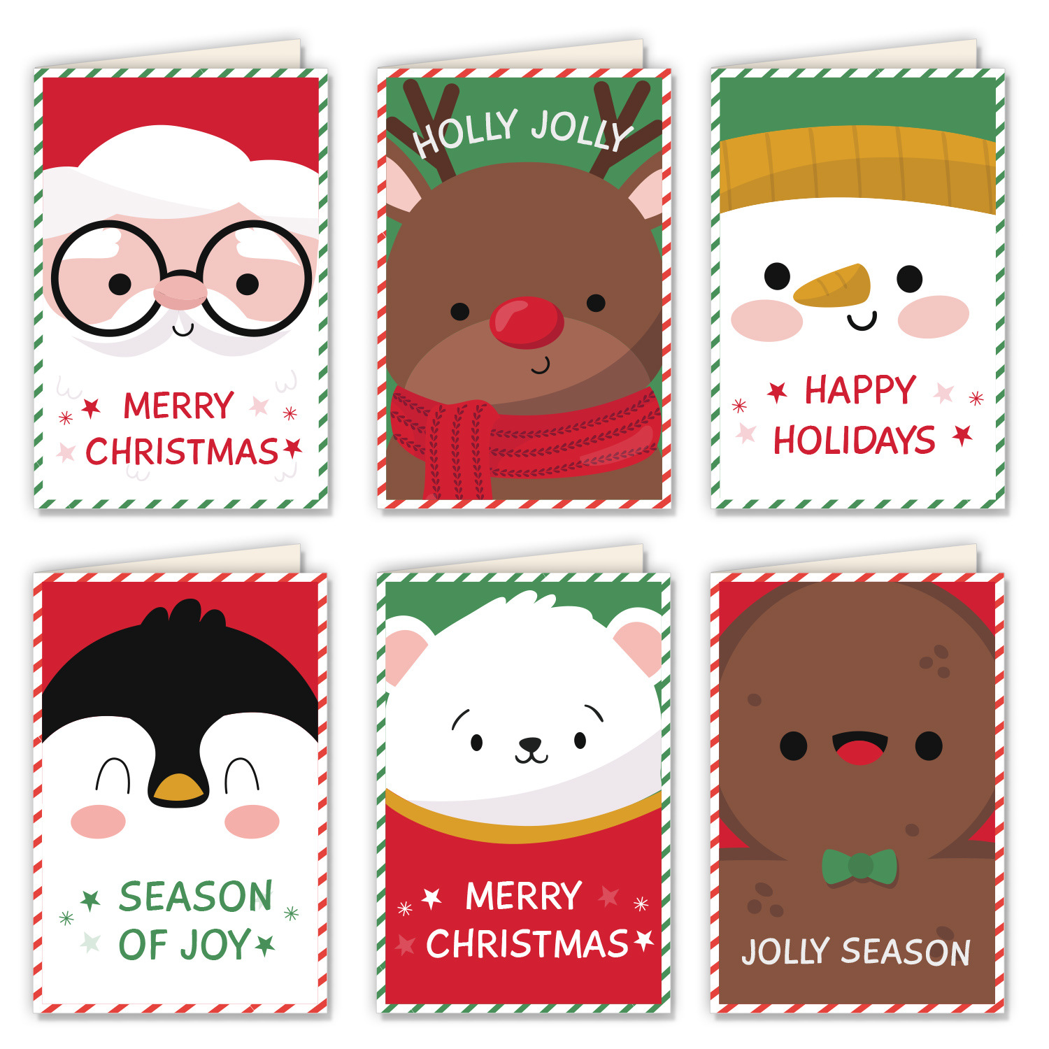 Christmas Festival Animal Pattern Christmas Cartoon Style Animal Party Street Card