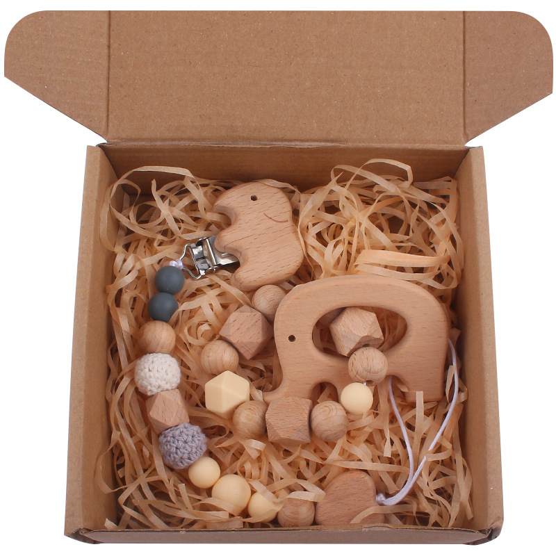 Nuevo bebé de dibujos animados elefante mordedor calmante bebé elefante chupete clip silicona anti-gota Cadena de dos piezas conjunto de juguete