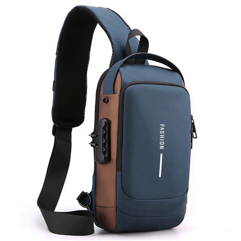 Bolso de motocicleta con carga USB para hombre, bolsa de pecho Trendyy con contraseña para ciclismo, bolso de hombro para hombre, riñonera deportiva, bolso cruzado