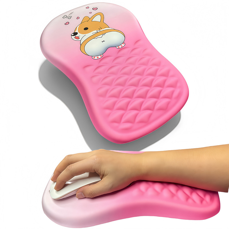 Ergonomic Mouse Pad, Wrist Support, Built-In Memory Foam Massage Raised, Corgi Mouse Wrist Rest