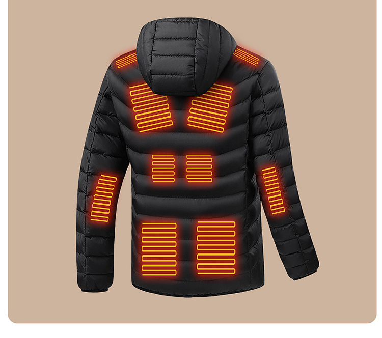 Cross-border exclusive supply of European, American and European code heating cotton-padded jackets, dual-control 15-zone intelligent constant temperature heating cotton-padded jackets for men in stock pic 8