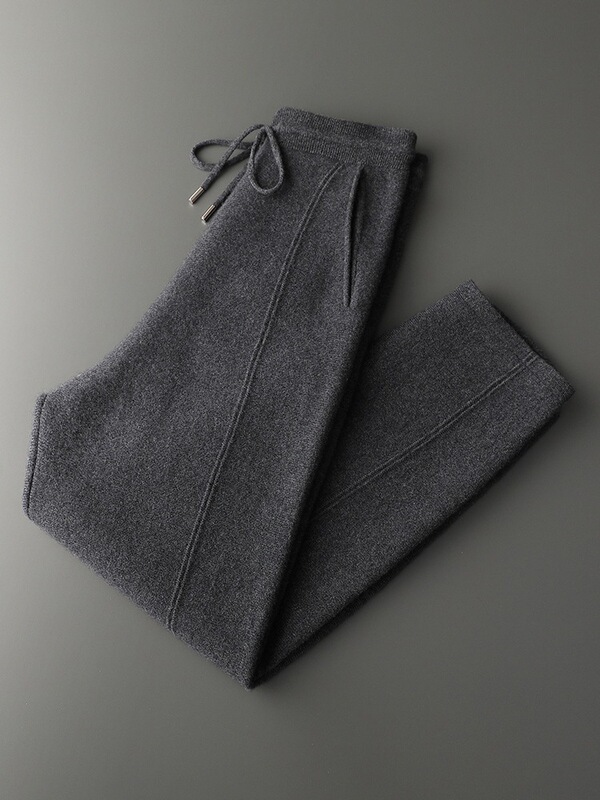 Autumn and Winter New Solid Color Mid-stitched Cashmere Pants Men's Four-level Thickened Knitted Casual Pants Autumn and Winter New Solid Color Mid-stitched Cashmere Pants Men's Four-level Thickened Knitted Casual Pants