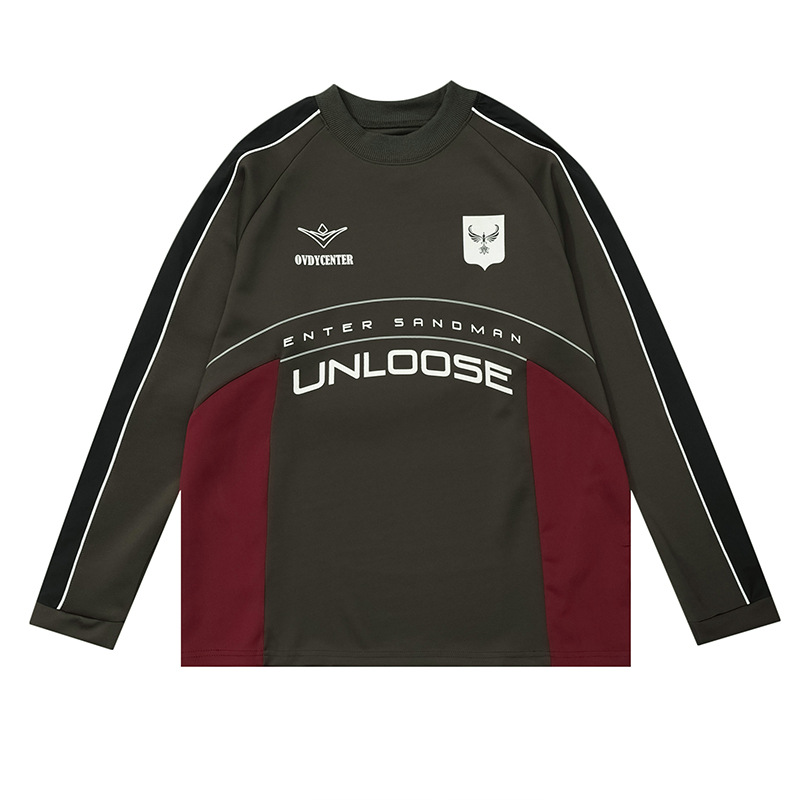 Îmbrăcăminte pentru bărbați Stil sport retro Stil curse Litere Jachetă întunecată rezistentă la vânt Îmbinare cu mâneci lungi de culoare contrastantă pentru cupluri bărbați și femei_voghion.com