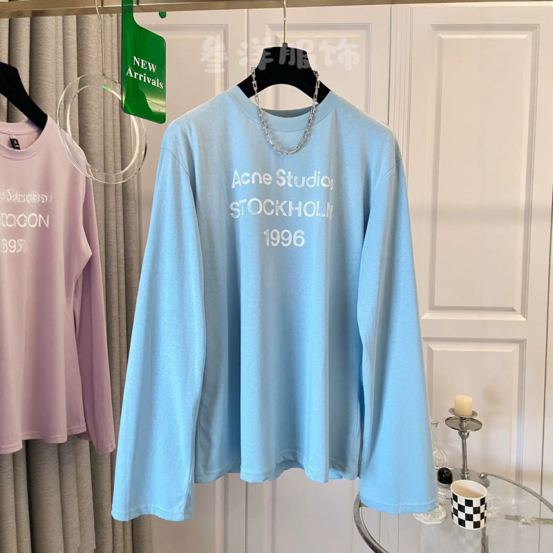 Three Tags Complete, Ac 26 Vintage Style 1996 Printed Letter Versatile Long-Sleeve Loose T-Shirt for Women, Suitable as a Base Layer or for Sun Protection