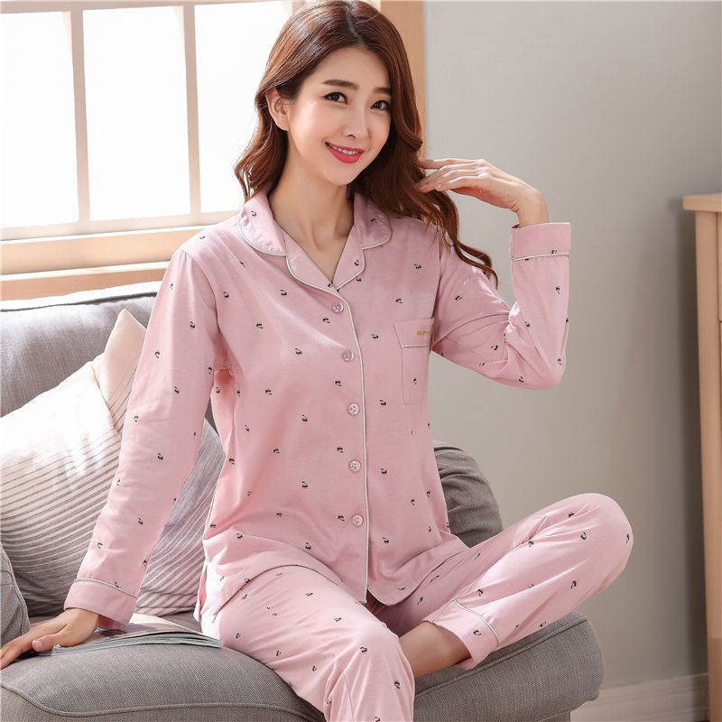 Pijamas de primavera y otoño para mujer 100% algodón de manga larga cardigan delgado para mujer talla grande ropa de confinamiento para mujer ropa para el hogar traje de invierno