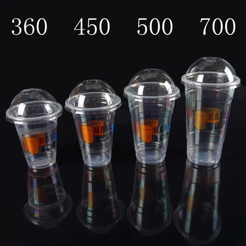 Plastic disposable tea cup, glass, set, cover, straw