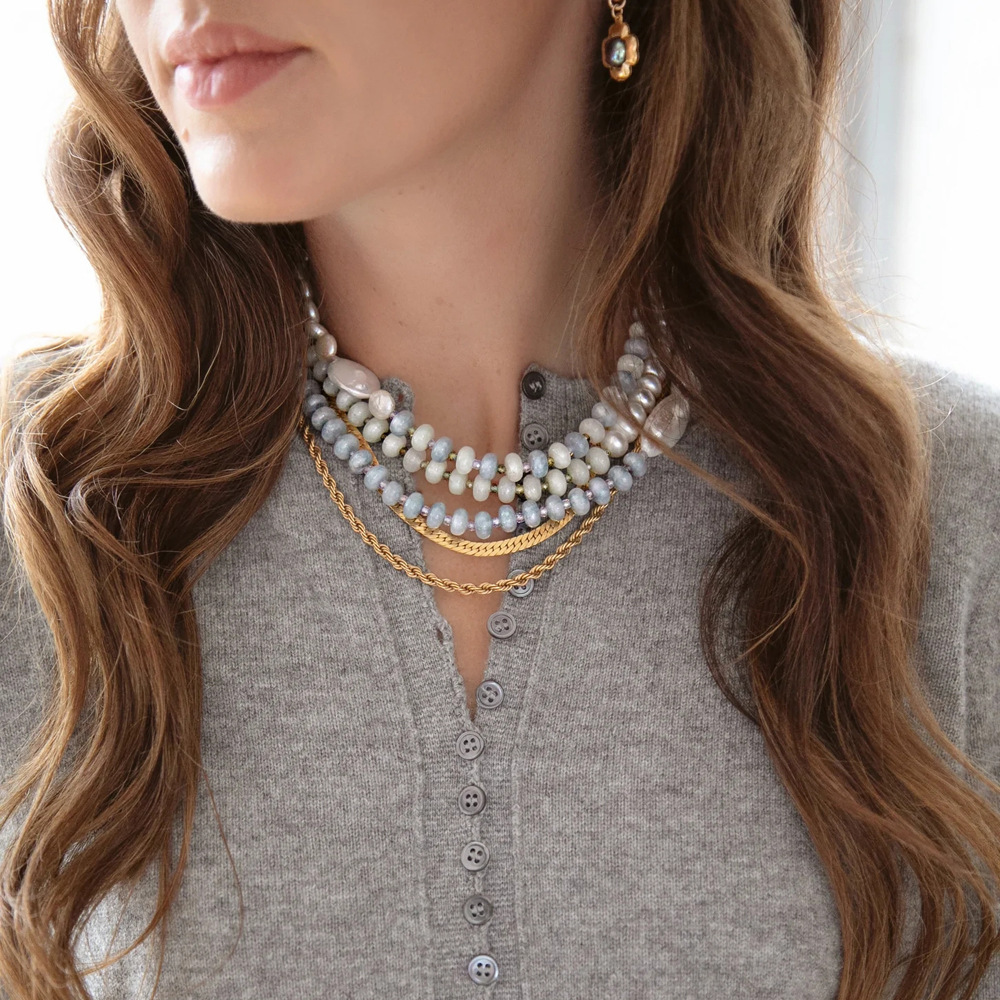 62g Weight Freshwater Pearl Pendant Material Necklace Classification Titanium Steel Chain Material 2 PCS/Package Quantity Beach, Tea Party Occasion Freshwater Pearl, Titanium Steel Material Geometric Pattern Women's Gender Beaded, Plating Design Elegant, Streetwear Style Elegant Streetwear Geometric Freshwater Pearl Titanium Steel Wholesale Necklace 22