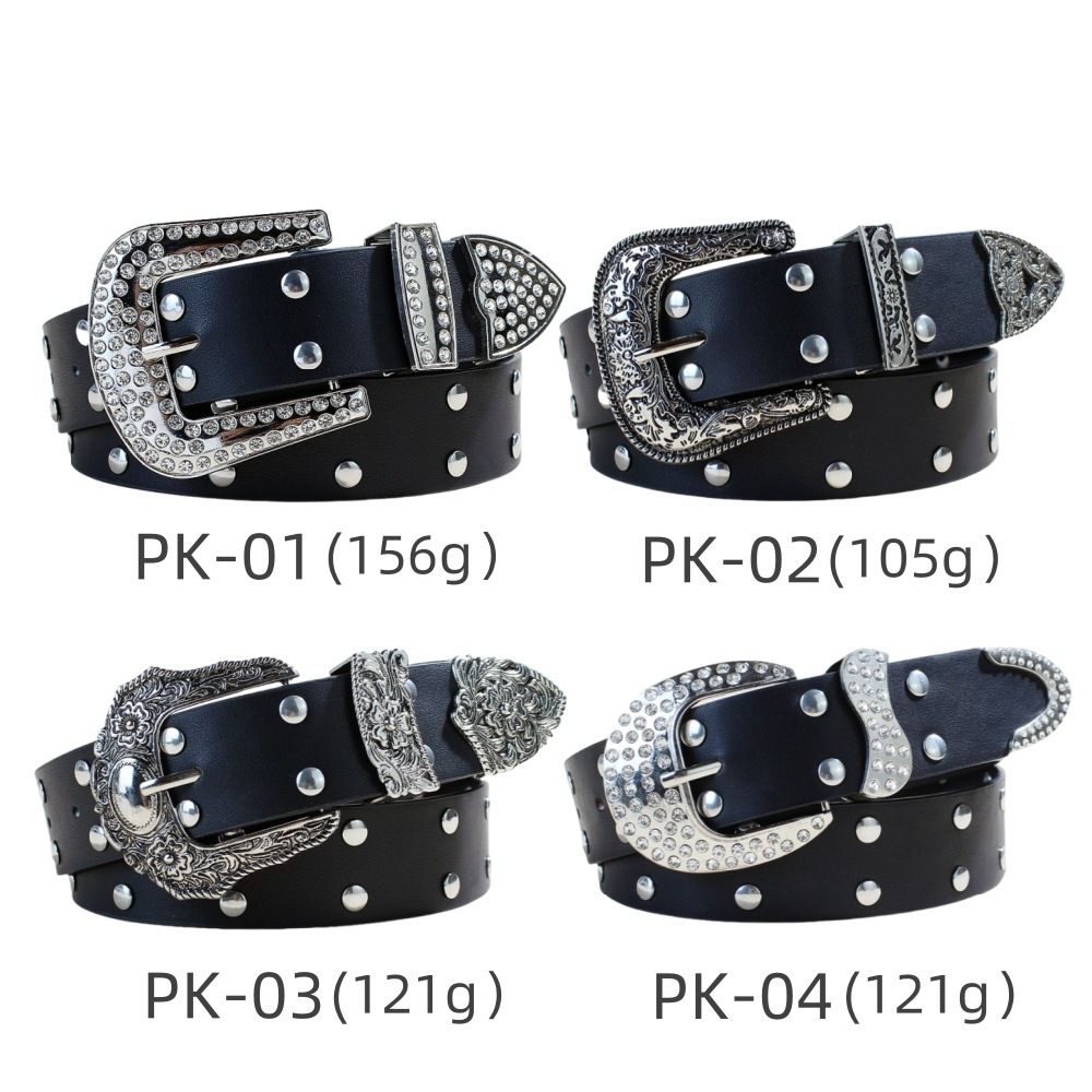 Europe and the United States new vintage nail trend fashion punk style belt personality men and women jeans universal belt wholesale_viptrois.com