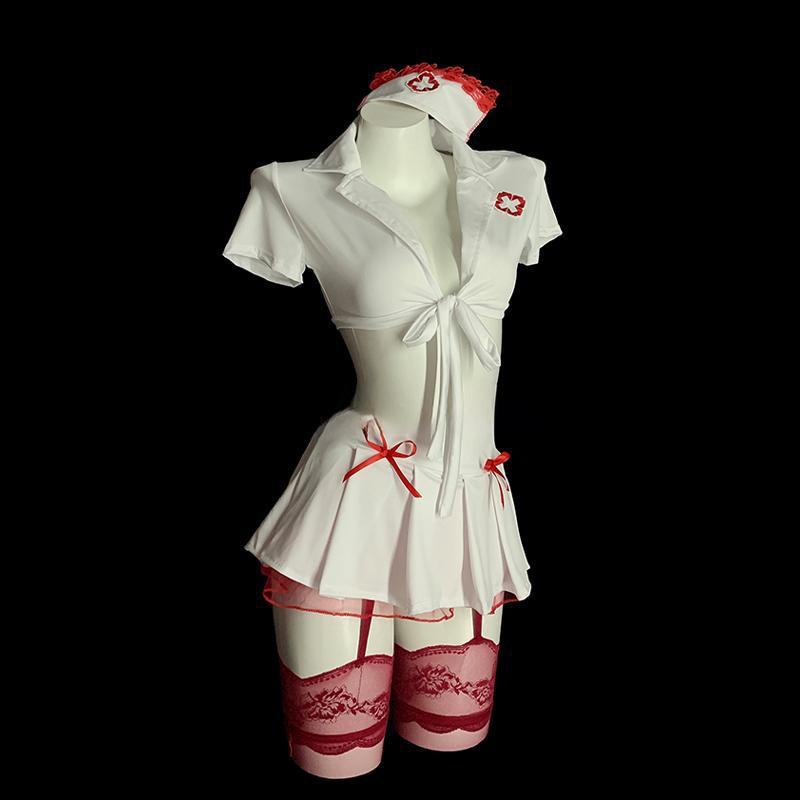 Sexy Lingerie Nurse Uniform Temptation Role Play No Need to Take Off Uniform Suit Sexy Pure Desire Jk Short Skirt Home Clothes