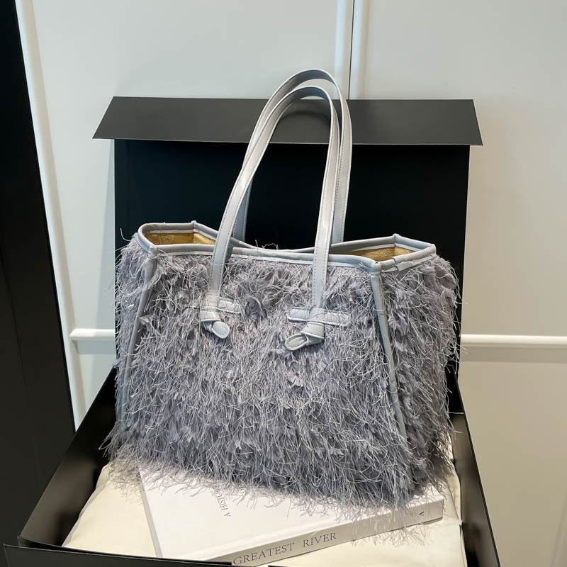 Bolsas de tote bolsas de peluche bolsas de hombro de mujer bolsas de peluche portátiles bolsas de lana de moda popular bolsas de tote de gran capacidad