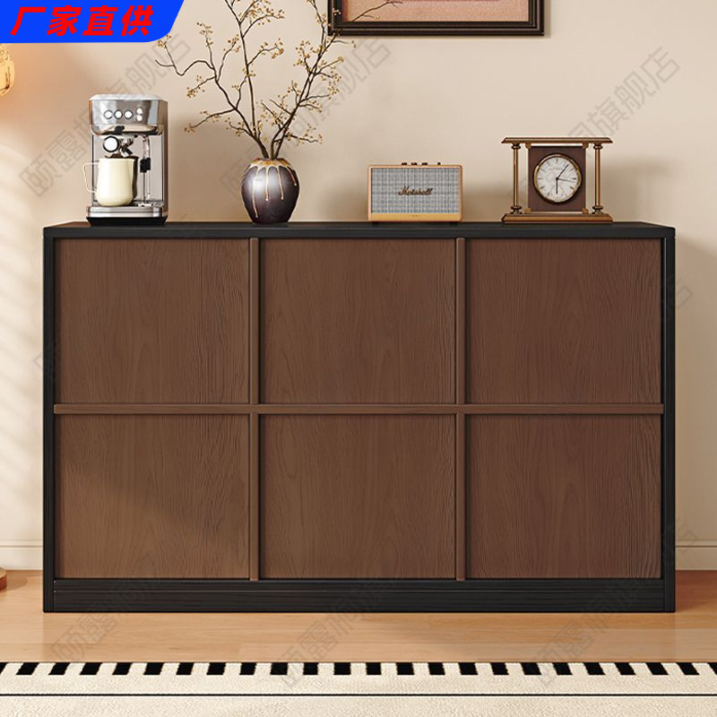 Solid Wood Skeleton Line Sideboard Low Cabinet Wall Tea Cabinet Antique Style Storage Cabinet Side Cabinet Home Living Room Storage Cabinet