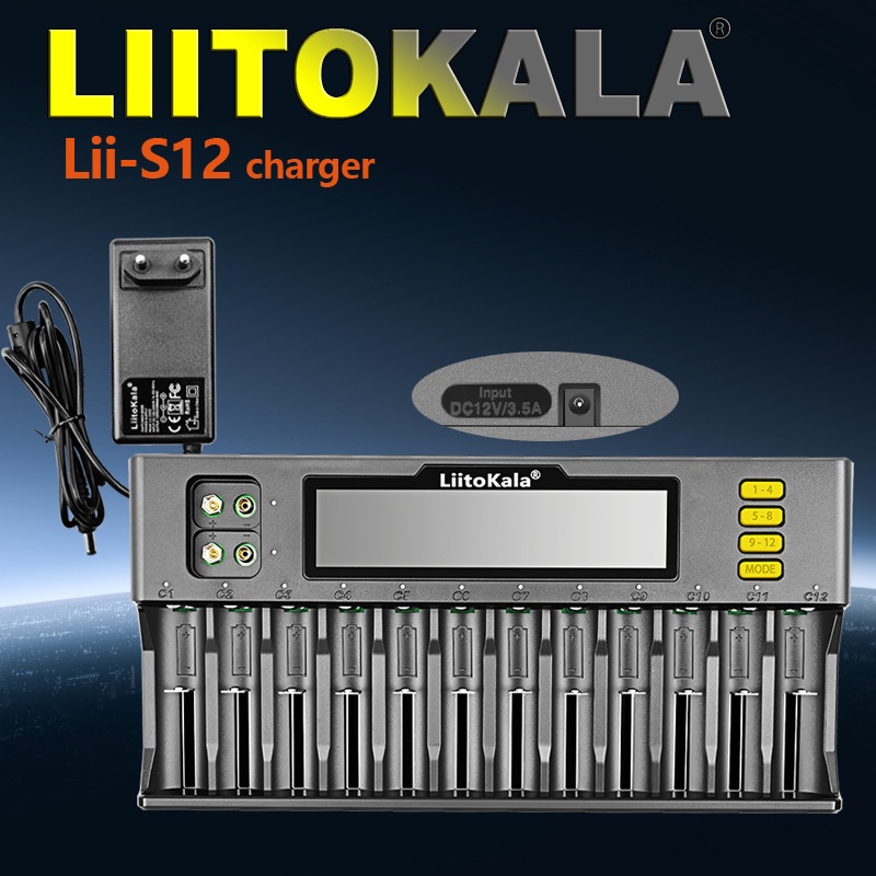 Cross-Border Exclusive Supply of Lii-S12 12-Slot Lithium-Ion Battery Charger Lifepo4 9V 21700 20700 Cross-Border Exclusive Supply of Lii-S12 12-Slot Lithium-Ion Battery Charger Lifepo4 9V 21700 20700