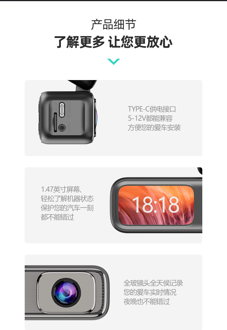 2025 HD Universal Dash Cam with 1.47" Screen, Parking Monitoring