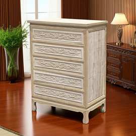 中式实木五雕花储物柜民宿酒店装饰柜原木小柜子储藏柜收纳柜