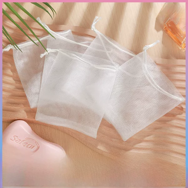 Double-Layer Soap Foaming Net, Facial Cleanser Foaming Net Bag, Cleansing Soap Foaming Net Pouch, Foaming Tool
