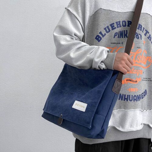 Classic Canvas Mail Carrier Bag, Japanese Workwear Casual Men's Crossbody Bag Retro Instagram Small Shoulder Bag Men's Trendy Brand Laptop Bag