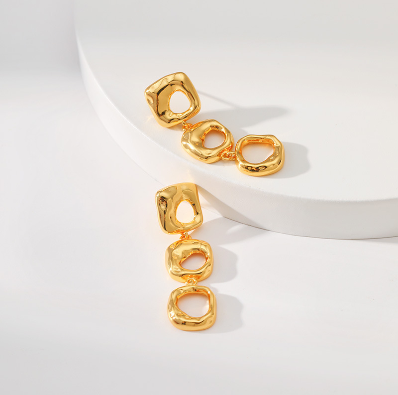 Retro Geometric Copper Hollow Out Drop Earrings 1 Pair