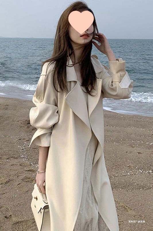 2025 Spring and Autumn New Mid-Length Over-The-Knee Trench Coat for Women Korean Style Student Fashionable Trendy Coat Jacket
