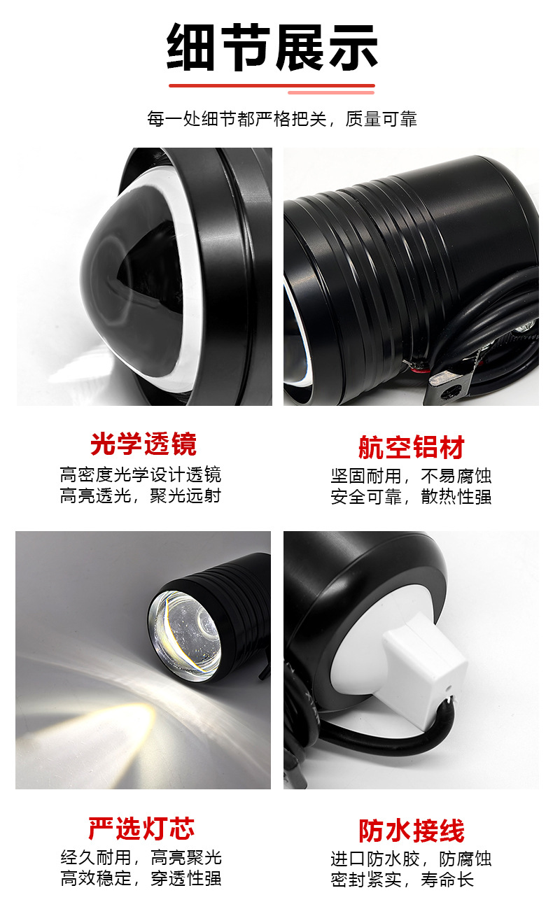 LED Lens Headlight U2 10W Spotlight for Car Motorcycle Modification