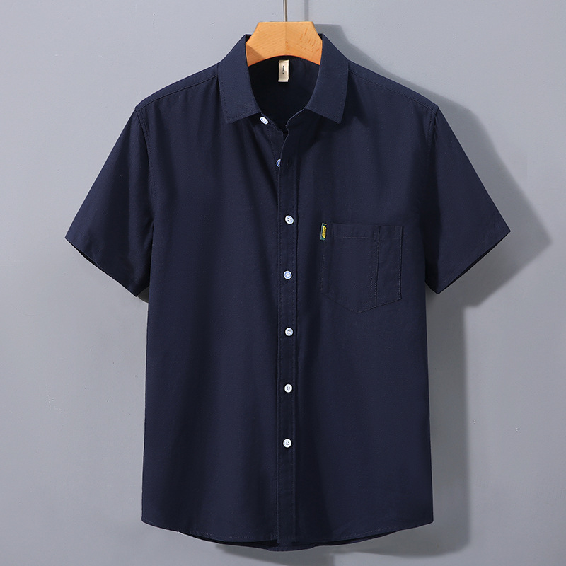 Summer dënn Männer wäiss Hemd, massiv Kotteng Kuerzärmlech modesch Casual Koreanesch Jugend Minimalistesch Hemd_voghion.com