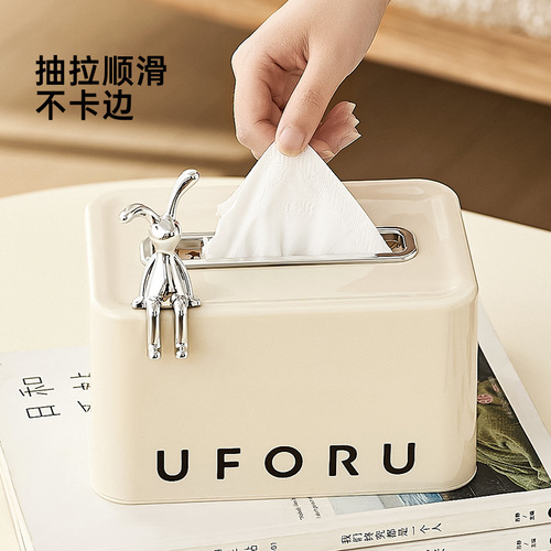 Creative spring tissue box bedroom desktop high-end light luxury cream style home living room bathroom lift paper box