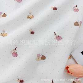 40支全棉数码直喷印花面料春夏新款韩系花边赫本风杯垫桌布手提袋