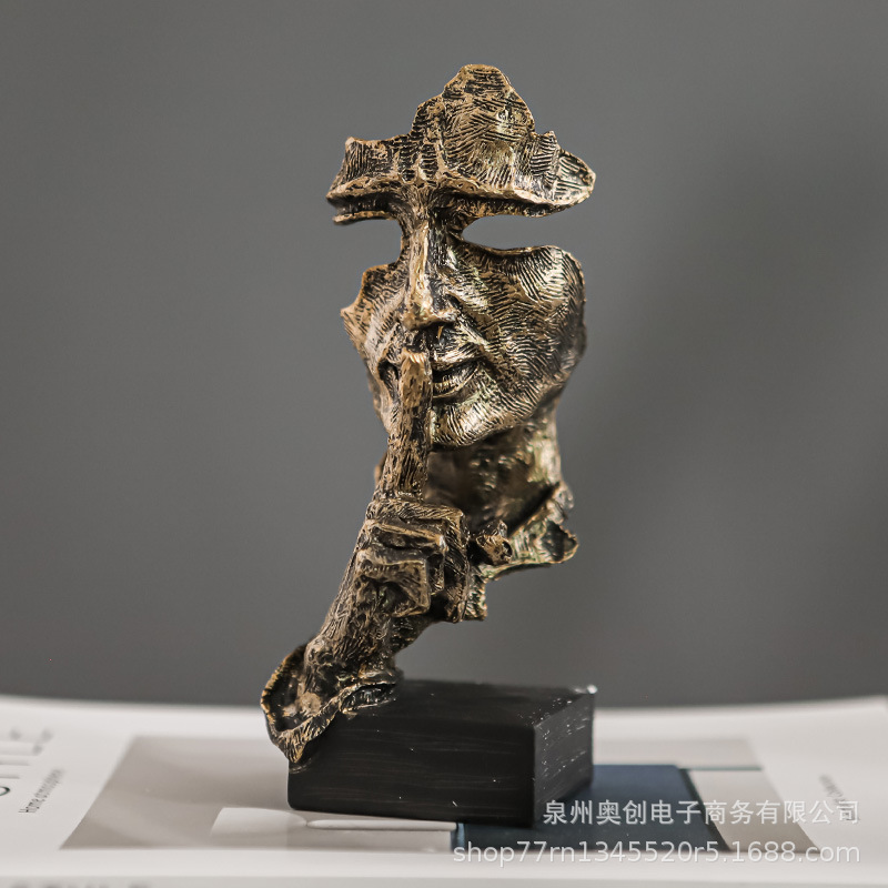 Arte abstracto sala de estar lujosa decoración de oficina silenciosa es escultura de oro portail armario decoración de escritorio para el hogar