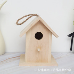 实木鸟窝户外悬挂式鸟巢 大屋檐鸟类躲雨繁殖箱木质鸟房子鹦鹉窝