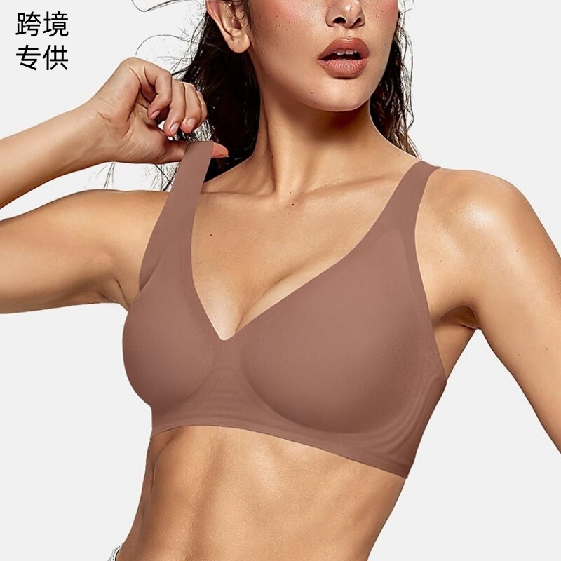 Cross-Border Exclusive Amazon Popular Seamless Underwear Deep V Jelly Soft Support Bra European and American Size 3XL English Label