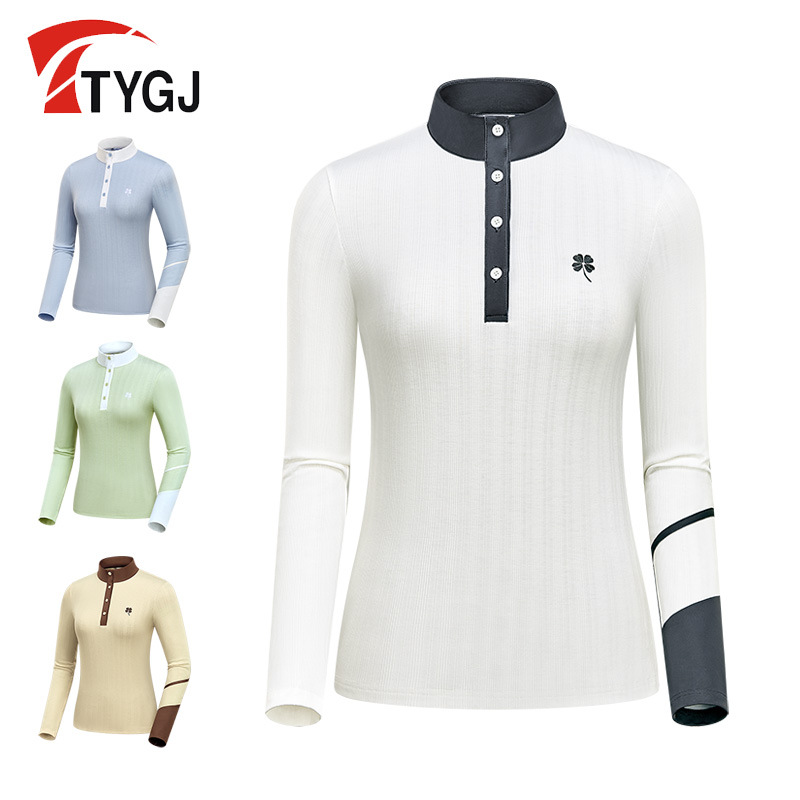 Women's Golf Clothing 2026 Autumn New Slim Fit Stand Collar Casual Versatile Sports Style Long-Sleeve Top T-Shirt